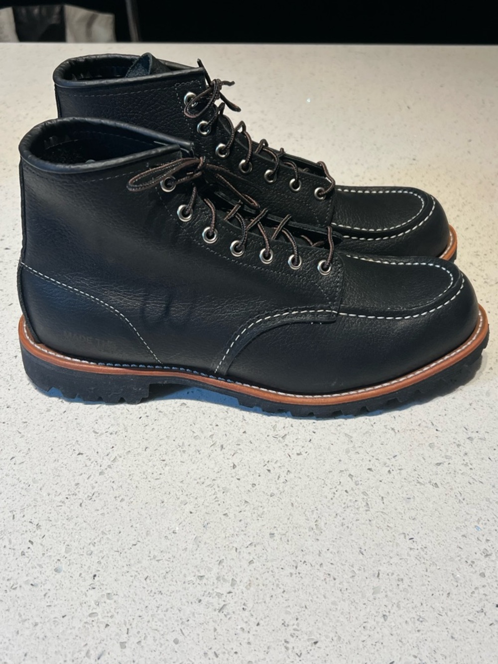 Red wing  Black Leather Moc Toe Work Boots - Classic Lace-Up